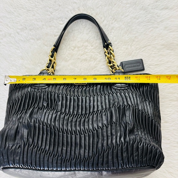 Coach Madison 20522 Pleated Black Leather Tote Bag - Picture 7 of 16